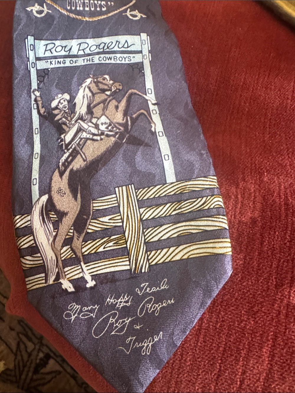 Roy Rogers Purple and Gold Cowboy Horse Novelty Tie